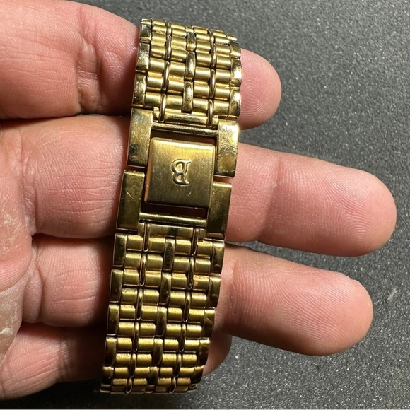 Bulova T4 Quartz Tank Watches His And Hers Gold Tone Black Dial Diamond Accents - Picture 3 of 8